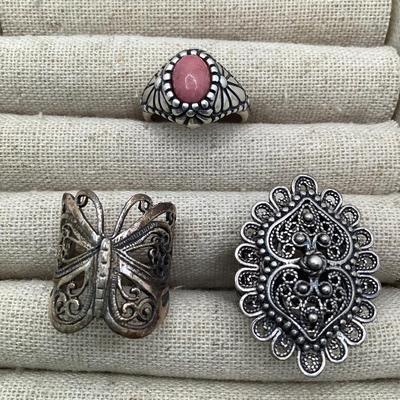 Three Sterling Silver Rings 