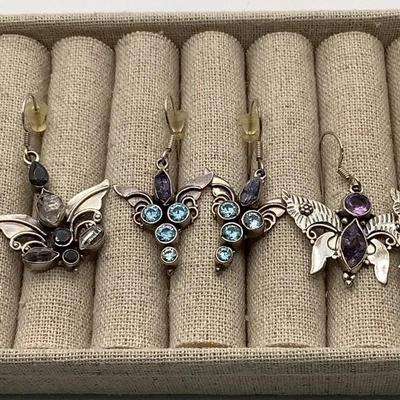 Sterling Silver Angel Wing Earrings- 3 Pairs