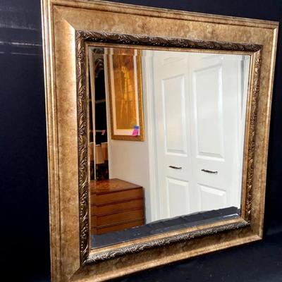 Large Square Gold Tone Mirror