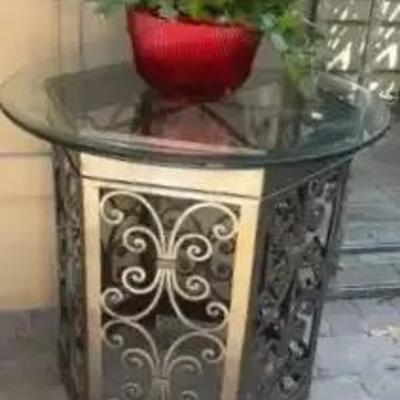 Metal & Glass Side Table 