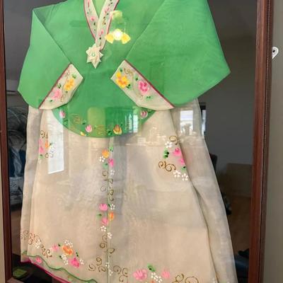 Vintage Korean Hanbok - Green - Custom Framed