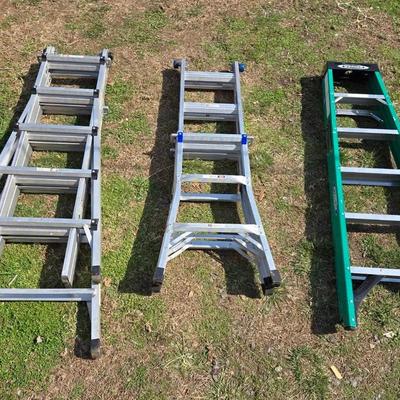 Set Of Three Ladders Werner 6ft, 13ft, And Gorilla 4 In 1 