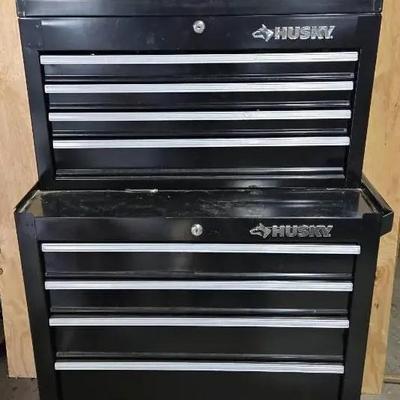 Husky Tool Cabinet And Vintage Craftsman Tool Box With Tools