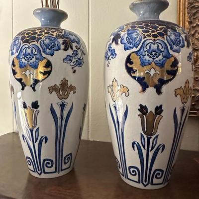 Crown Pottery "Doris" Pattern Vases 