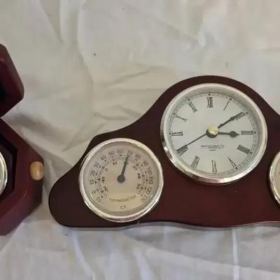 Heritage Mint Ltd. Cherry Wood Desktop Clock Weather Station