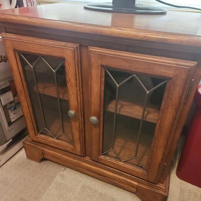 Wooden Side Table Glass Front Doors