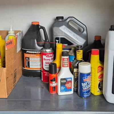 Fuel Cleaner, Motor Oil, Antifreeze, Bar Oil And Everything On This Shelf 