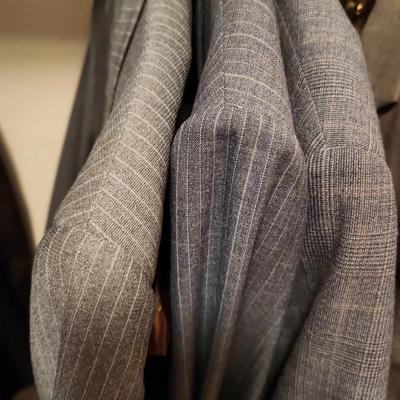 Three Pin Striped Grey Suit Sets - Around 34W