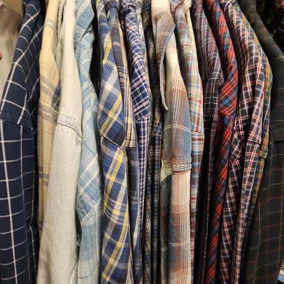 Men's Long Sleeve Plaid Flannels Button Down Size M-L