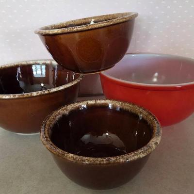 Vintage Hull Brown Drip Mixing Bowls Oven Proof And Other Vintage Mixing Bowl