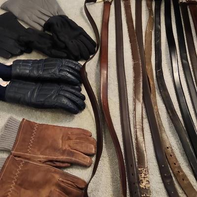 Men's Belts (Approx 36") & Men's Gloves 