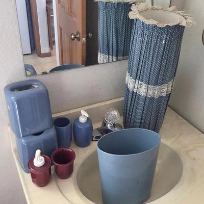 Blue And Red Bathroom Accessories 