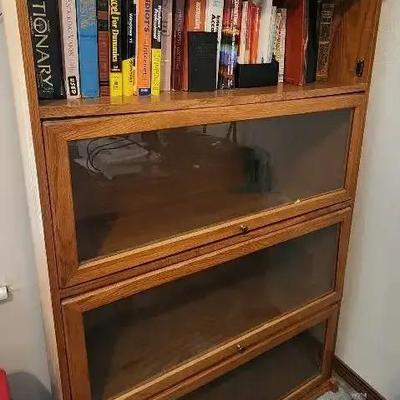 Barrister's Lawyers Bookcase With Glass Doors- Oak Wood