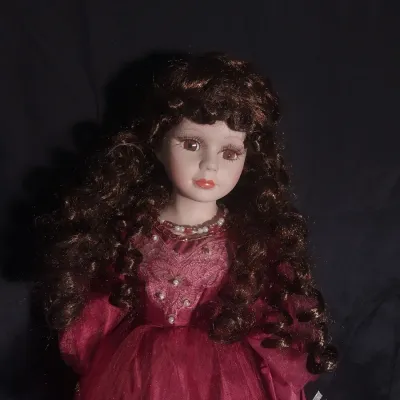 Sale Photo Thumbnail #447: APPROX. 17" TALL IN RED GOWN AND PARRASALE