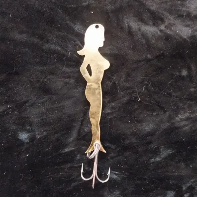 Sale Photo Thumbnail #15: FIGURINE IS APPROX. 7" TALL, GLASS PENDENT IS ON A CHAIN, METAL LURE