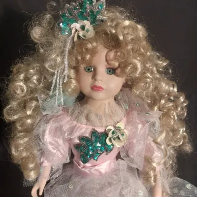 Sale Photo Thumbnail #439: APPROX.17" TALL, SEQUIN/GLITTER BODICE WITH LAYERED TUTU.