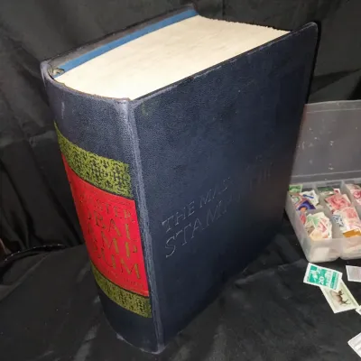 Sale Photo Thumbnail #118: HUGE ALBUM WITH MANY PAGES FILLED WITH STAMPS, MANY NOT. CONTAINER PACKED WITH STAMPS TO BE PUT INTO ALBUM A MUST HAVE FOR BEGINNERS AND LONG TIME COLLECTORS