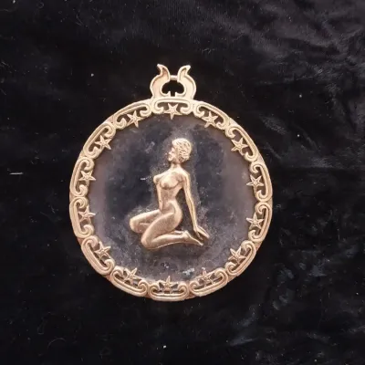 Sale Photo Thumbnail #14: FIGURINE IS APPROX. 7" TALL, GLASS PENDENT IS ON A CHAIN, METAL LURE