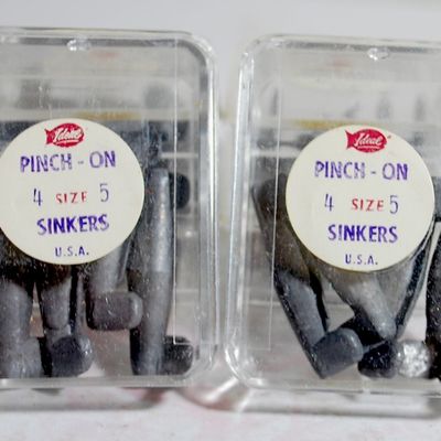 6 Boxes of BRAND NEW 1/2 oz Pinch On Sinkers - 4 per Box (24 Pcs Total). (Nac2)