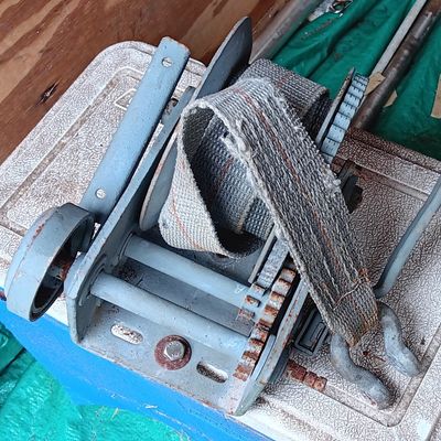 Large Heavy-Duty Boat Trailer Hand Crank Winch w/ Strap & Shackle