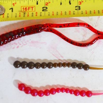 Lot of Plastic / Rubber Worms / Fishing Lures - Different! Split Tails and Tapworms (Jkt3)