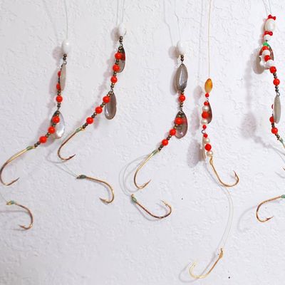Lot of 17 Live Bait Beaded Rigs / Flounder / Flatfish / Bottom Fishing Rigs (Pud5)