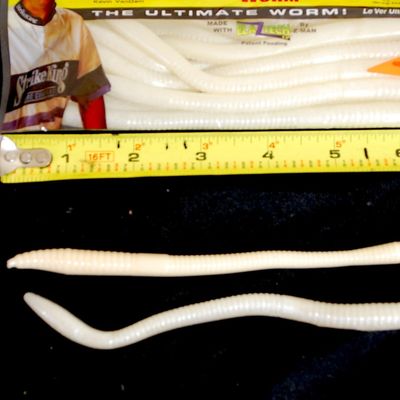 Lot of 3 Packages of White Rubber / Plastic Worms ZOOM TRICK WORMS & STRIKE KING FINESSE WORMS (Srt5)