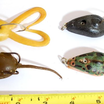Lot of 4 Soft Rubber Topwater Lures - Nice! ALL FOR 1 MONEY! (Owt5)