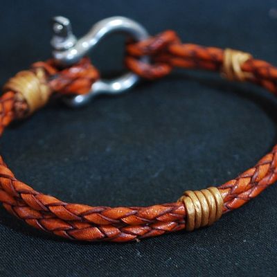 BRAND NEW Unisex Nautical Bracelet GENUINE LEATHER 8" SUPERB! (Shkl)