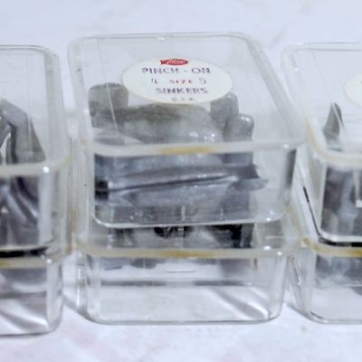 6 Boxes of BRAND NEW 1/2 oz Pinch On Sinkers - 4 per Box (24 Pcs Total). (Dab42)