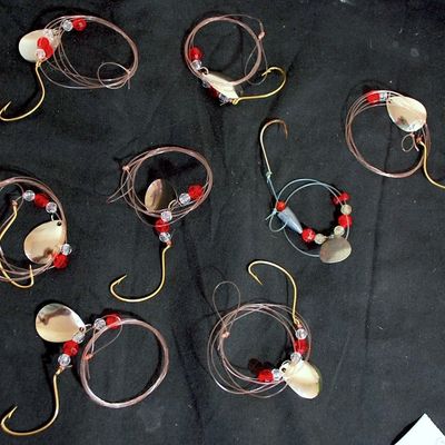 Lot of 17 Live Bait Beaded Rigs / Flounder / Flatfish / Bottom Fishing Rigs (Pud5)