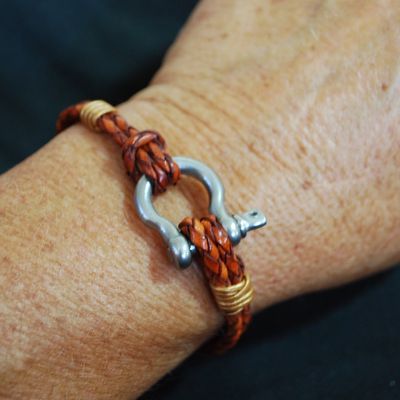 BRAND NEW Unisex Nautical Bracelet GENUINE LEATHER 8" SUPERB! (Shkl)