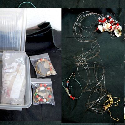 Lot of 17 Live Bait Beaded Rigs / Flounder / Flatfish / Bottom Fishing Rigs (Pud5)