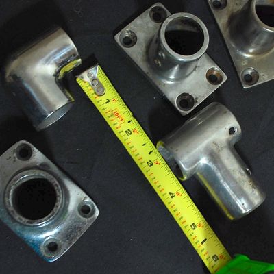 Lot of Stainless Steel Bow Rail / Railing / Pulpit / Bimini Top Boat Fittings & Parts (Fru4)