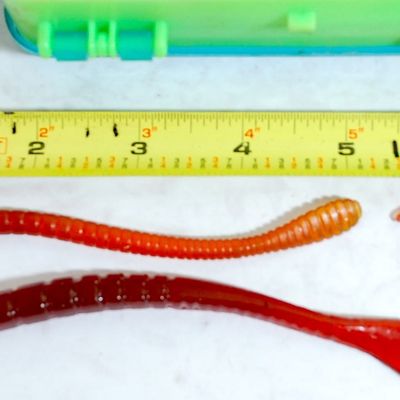 2-Sided Small Tackle Box With Contents Plastic / Rubber Worms & Jigs NICE! (Jac4)