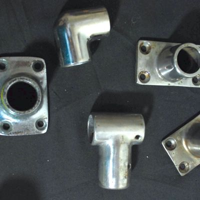 Lot of Stainless Steel Bow Rail / Railing / Pulpit / Bimini Top Boat Fittings & Parts (Fru4)