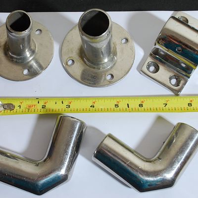 Lot of Stainless Steel Bow Rail / Railing / Pulpit / Bimini Top Boat Fittings & Parts. (Tya9)