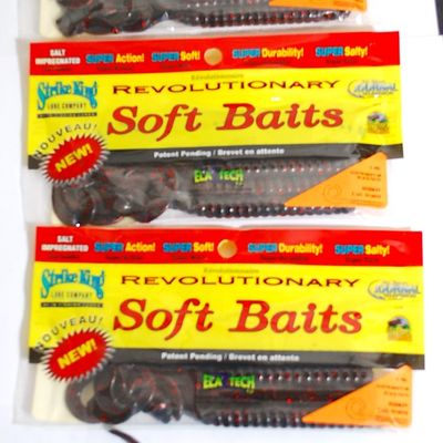 Lot of 3 Packages STRIKE KING Revolutionary Soft Baits BRAND NEW 15 Curly Tail Worms (Chy3)
