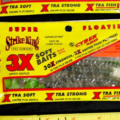 Lot of 3 Packages of Strike King Floating Worms 7.5" Ribbontail Watermelon (Var4)