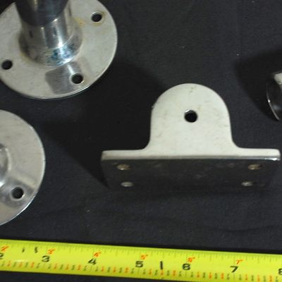 Lot of Stainless Steel Bow Rail / Railing / Pulpit / Bimini Top Boat Fittings & Parts. (Tya9)