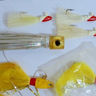 Lot of 11 NEW Bucktail Jigs & 1 Trolling Teaser (Vav3)