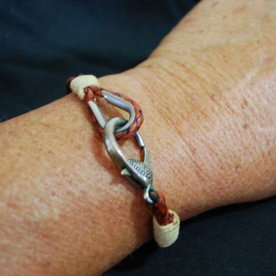 BRAND NEW Unisex Nautical Bracelet GENUINE LEATHER 8" SUPERB! (Clp)