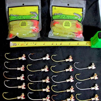 Lot of 20 NEW H&H Coastal Tackle Cocahoe Soft Bait Jigs and 19 Jig Lead-heads (Dev5)