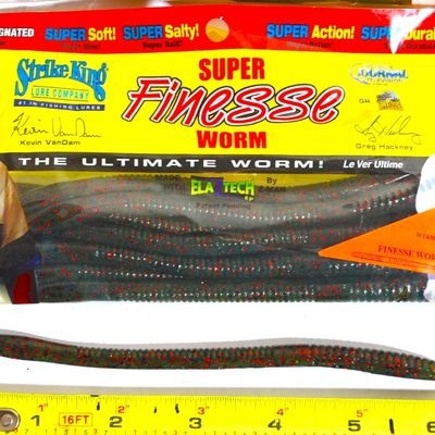 Lot of 3 Packages of Strike King Super Finesse Worms Watermelon Red Flake 30 BRAND NEW Worms! (Ady4)