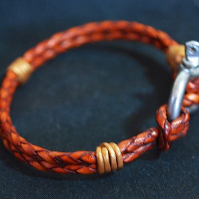 BRAND NEW Unisex Nautical Bracelet GENUINE LEATHER 8" SUPERB! (Shkl)