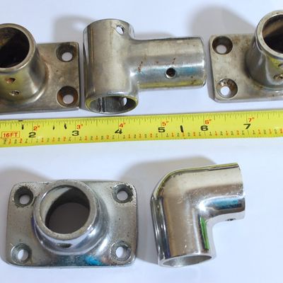 Lot of Stainless Steel Bow Rail / Railing / Pulpit / Bimini Top Boat Fittings & Parts (Fru4)
