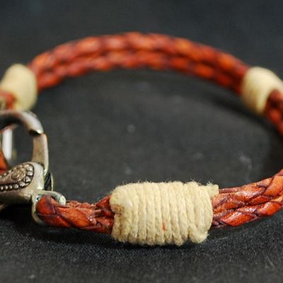 BRAND NEW Unisex Nautical Bracelet GENUINE LEATHER 8" SUPERB! (Clp)