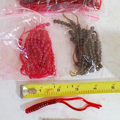Lot of Plastic / Rubber Worms / Fishing Lures - Different! Split Tails and Tapworms (Jkt3)