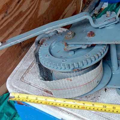 Large Heavy-Duty Boat Trailer Hand Crank Winch w/ Strap & Shackle