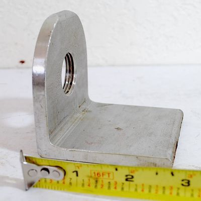 Large Stainless Steel Boat L-Bracket w/ Threaded Hole. (Jya6)
